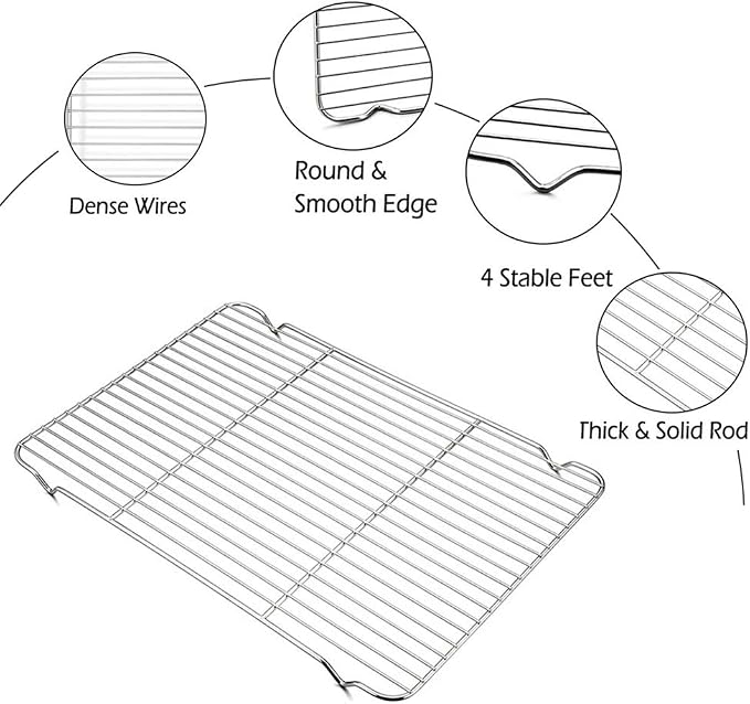 Cooling Rack with 4 Legs Heavy Duty Grill Net 7.9in x 12.4in Roasting Wire - Image 5