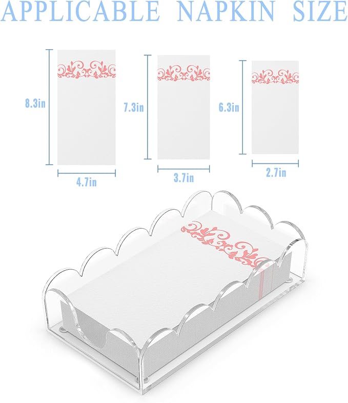 LUGUNU Clear Acrylic Napkin Holder – Scalloped Tray - Image 3