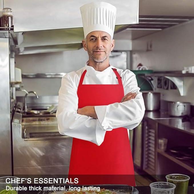 Jubatus 1 Pack Bib Aprons with 2 Pockets Cooking Chef Kitchen Apron - Image 4