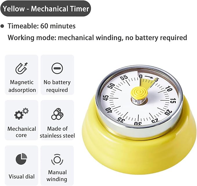 Elegant Stainless Steel Vintage Kitchen Timer - Image 2