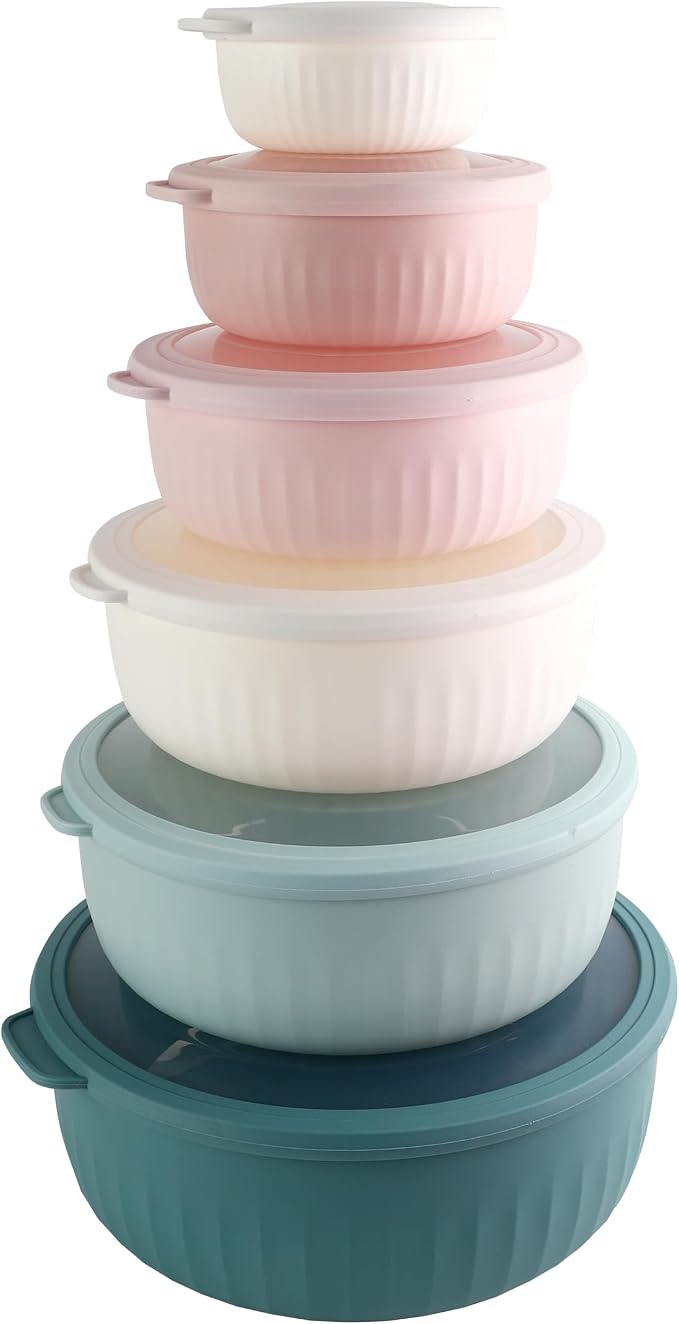 COOK WITH COLOR Prep Bowls with Lids- Wide and Deep Nesting Plastic Small by CookwithColor