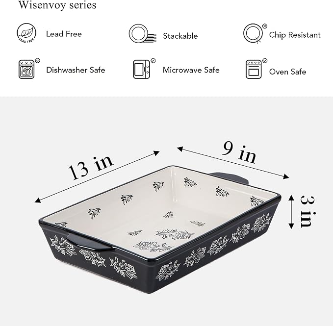 Wisenvoy Casserole Dish Baking Dish Ceramic Lasagna Pan Bakeware Sets Baking - Image 5