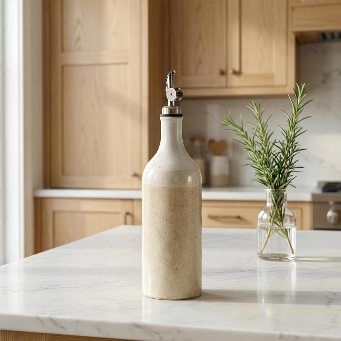 Olive Oil Dispenser Bottle for Kitchen, 23 Oz Ceramic Oil Dispenser - Image 2