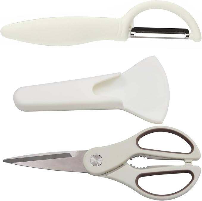 3PCS White Kitchen Scissors and Peeler Set, Magnetic Shears - Image 2