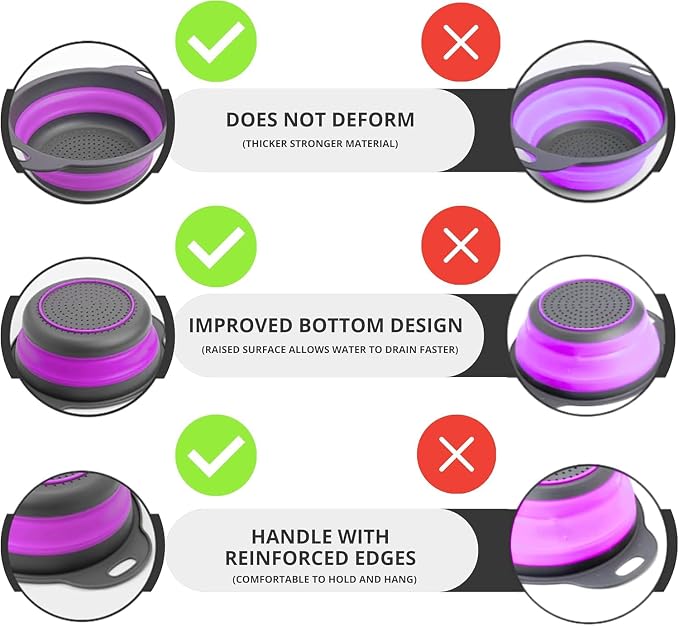 Purple Foldable Food Strainer for Kitchen - Image 3