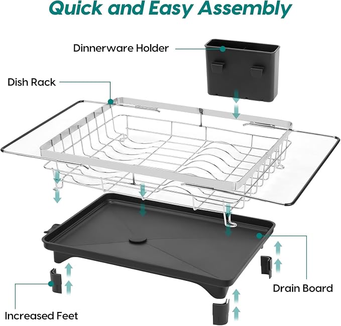 MERRYBOX Stainless Steel Dish Drying Rack, Expandable Dish Drainers - Image 5