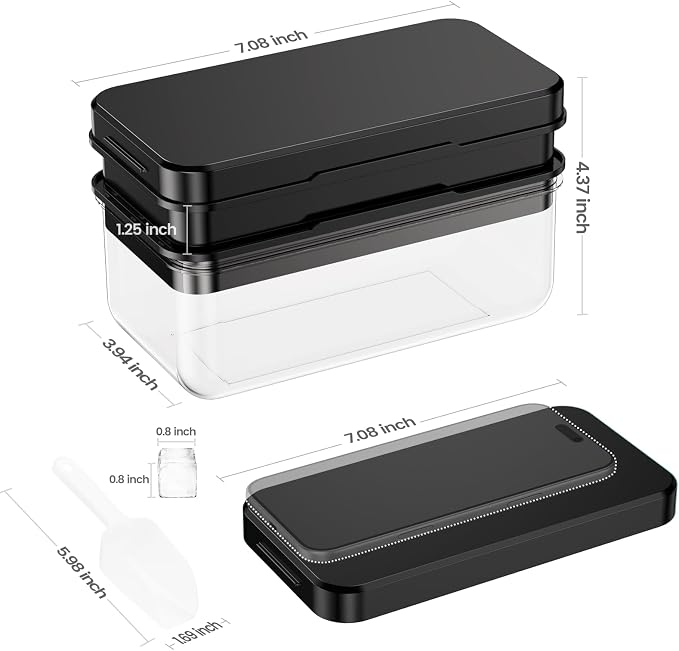Ice Cube Tray with Lid and Bin, PHINOX 56 pcs Ice Trays - Image 3