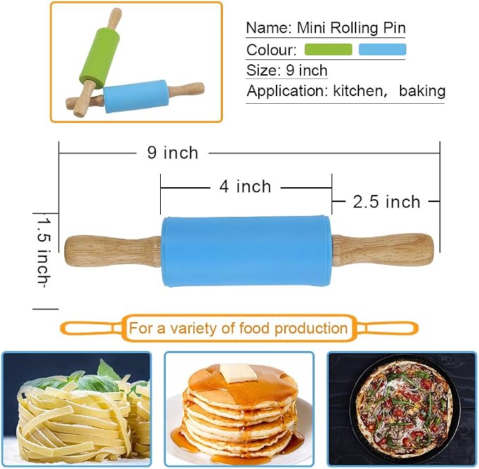Koogel 2PCS Small Rolling Pin, 9 Inch Kids Rolling Pin - Image 3