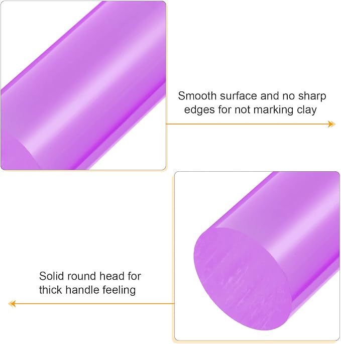 HARFINGTON Acrylic Clay Roller 7.28 Inch x 1 Inch Solid Non-Stick Plastic Round - Image 4