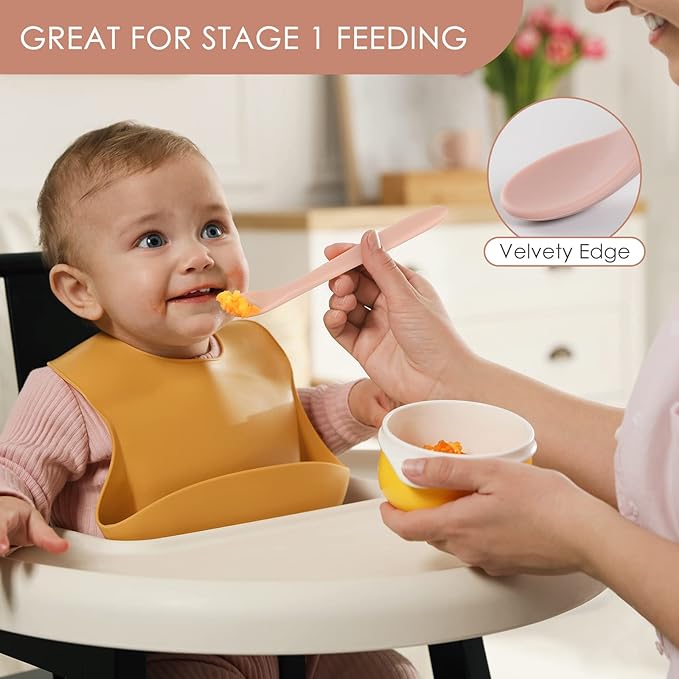 6-Piece Silicone Baby Feeding Spoons, First Stage Infant Spoons, Soft-Tip Easy - Image 5