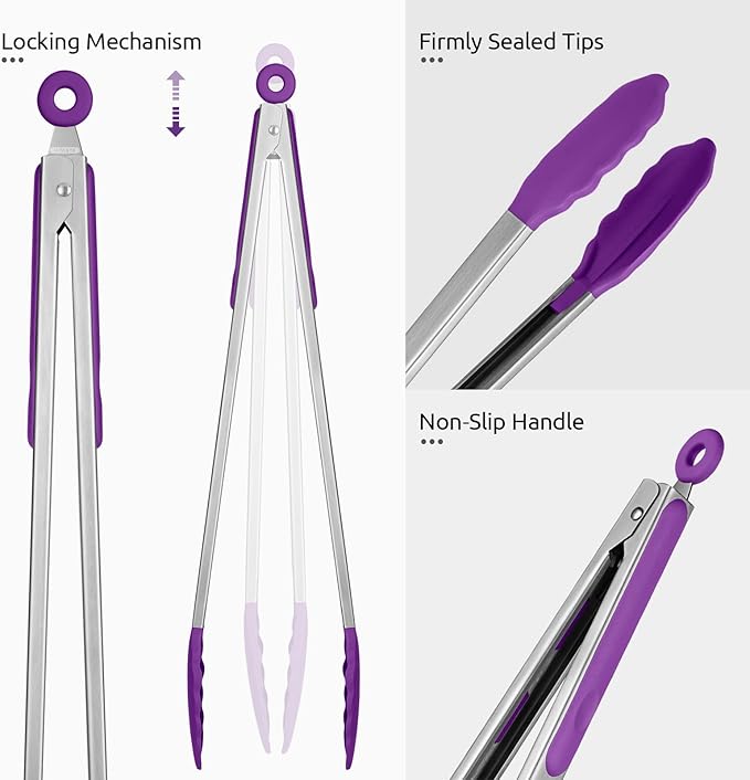 600ºF Heat Resistant Kitchen Tongs: U-Taste 16 inch Extra Long Large Silicone - Image 6