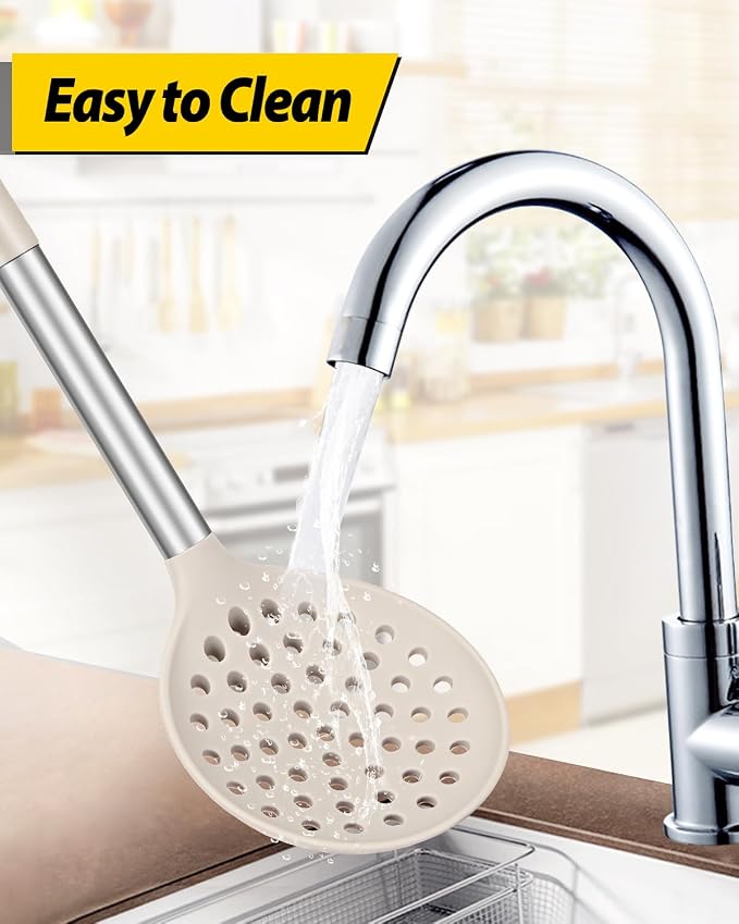 Kitchen Ladle Strainer Set of 2 Large Slotted Spoon - Image 5