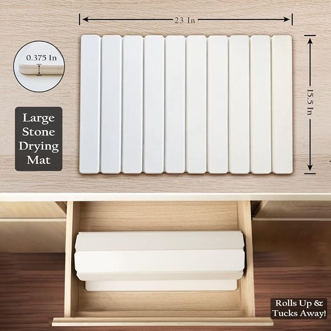 Large Stone Drying Mat for Kitchen Counter | Premium Diatomaceous Earth Coaster - Image 2