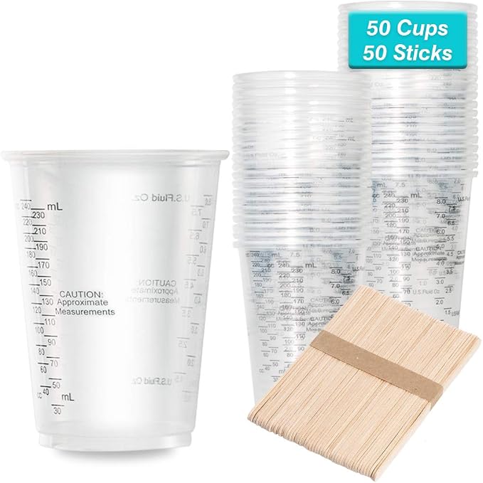 XUXU 50pcs 8oz Graduated Clear Plastic Measuring Cups by XUXU