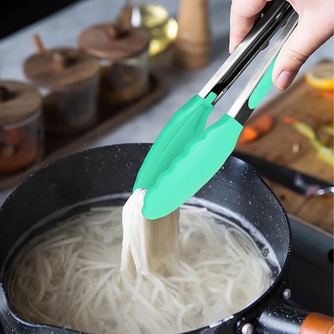 HINMAY Small Tongs with Silicone Tips 7-Inch Serving Tongs - Image 5