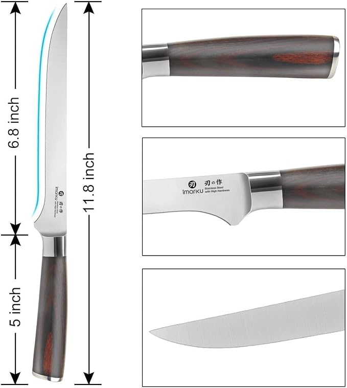 imarku Fillet Knife, German High Carbon Boning Knife, 6-Inch Stainless Steel - Image 4