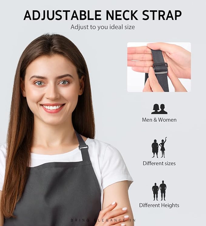 Syntus Apron for Men Women, Adjustable Cooking Kitchen Chef Aprons - Image 5