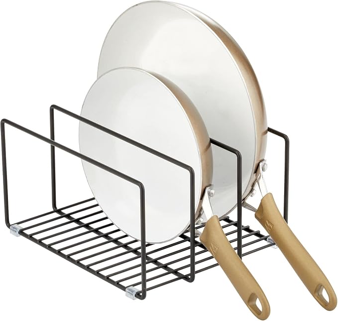 mDesign Metal Pan Organizer for Kitchen Cabinet, Pantry Shelf by mDesign