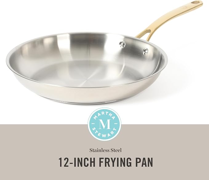 Martha Stewart Castelle 12-Inch Stainless Steel Frying Pan - Image 2