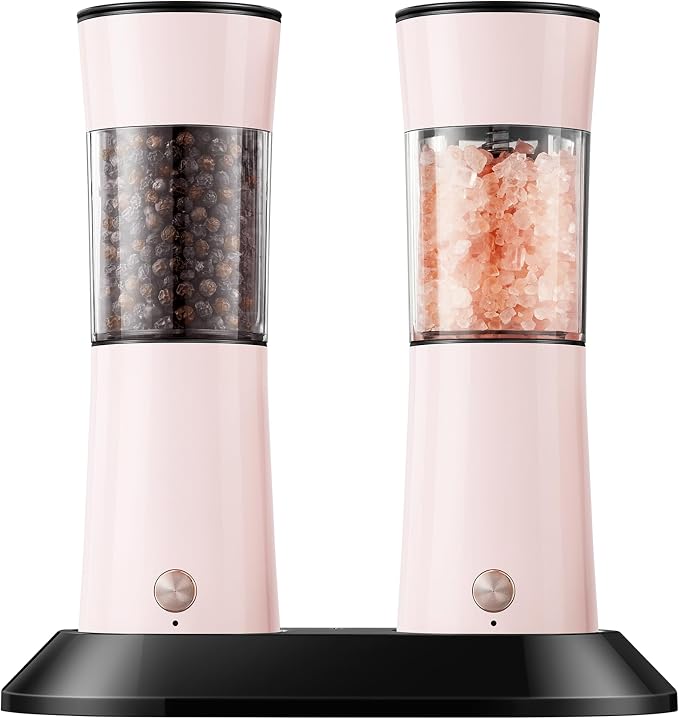Gravity Electric Salt and Pepper Grinder Set 2-Pack, USB-C Rechargeable by CUNLINARFFUN