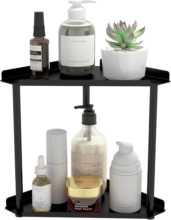 Jesginboo 2 Tier Bathroom Counter Organizer, Vanity Organizer Corner Shelf by Jesginboo
