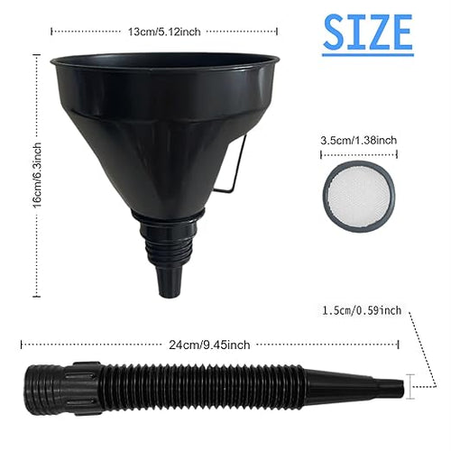 5 Pcs Plastic Oil Funnels for Automotive Use Set, Large Flexible Fuel Funnel - Image 2