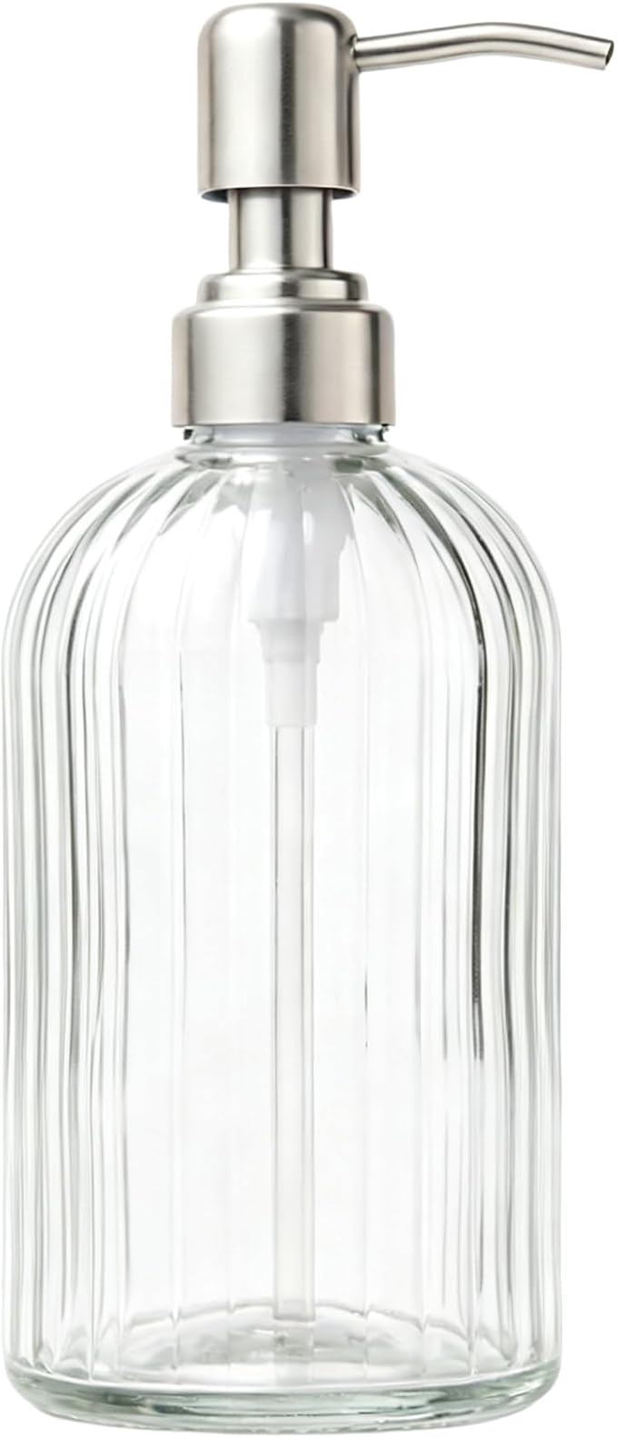 Glass Hand Soap Dispenser Silver Pump Refillable Dish Shampoo Lotion Bottle by Easy-Tang