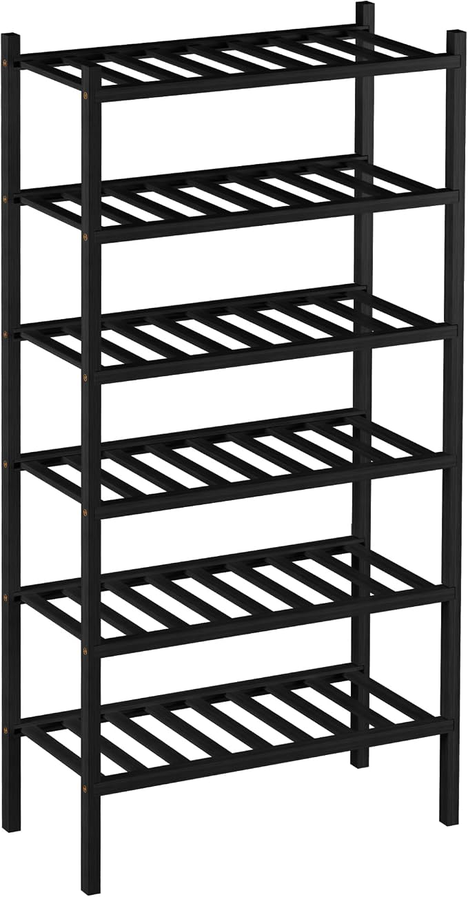 ROMGUAR CRAFT 6-Tier Bamboo Small Shoe Rack, Free Standing Wood Shoe Shelf - Image 7
