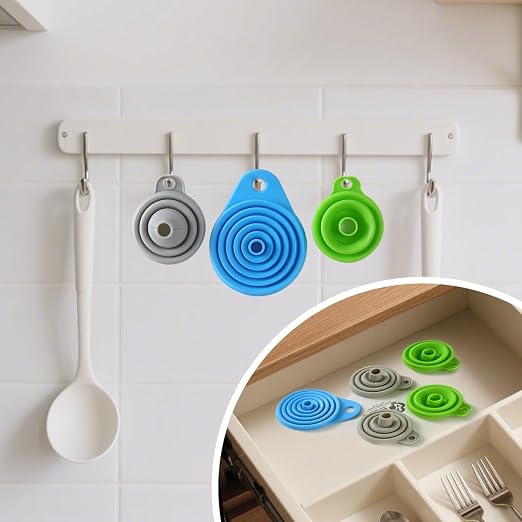 6 Pack Silicone Collapsible Funnels - Image 5