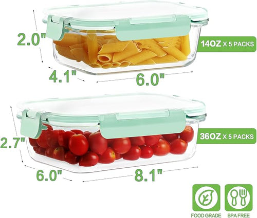 10 Pack Borosilicate Glass Meal Prep Containers - Image 2