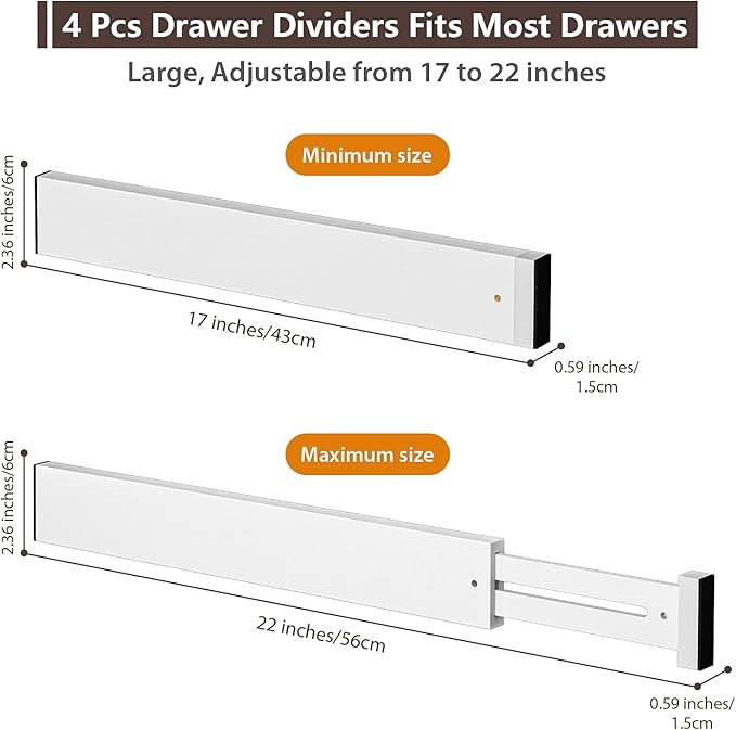 DUCOO 4 PCS Drawer Divider, Expandable Separators - Image 2