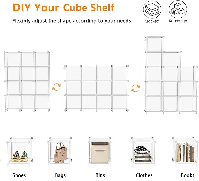 AWTATOS Cube Storage Organizer, Closet Organizers and Storage, 12 Cube Shelves - Image 6
