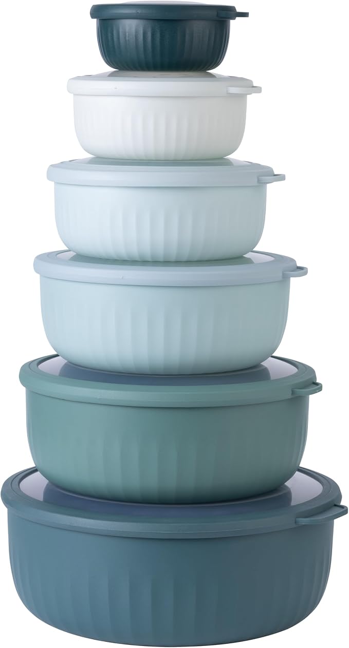 COOK WITH COLOR Prep Bowls with Lids- Wide and Deep Nesting Plastic Small by CookwithColor