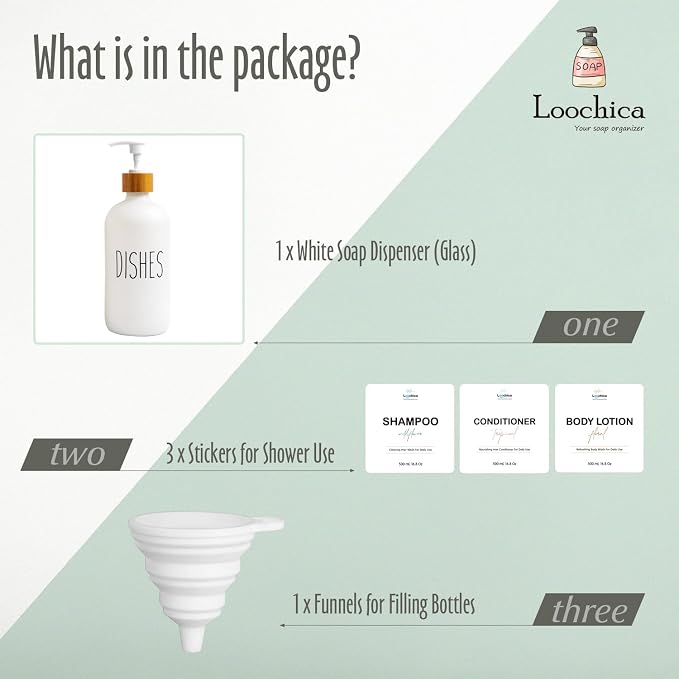 LOOCHICA Dish White Glass Soap Dispenser - Image 2
