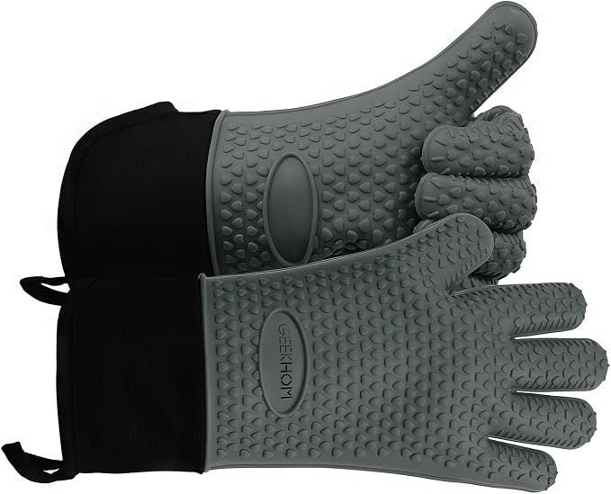 GEEKHOM BBQ Gloves Heat Resistant Oven Mitts by GEEKHOM
