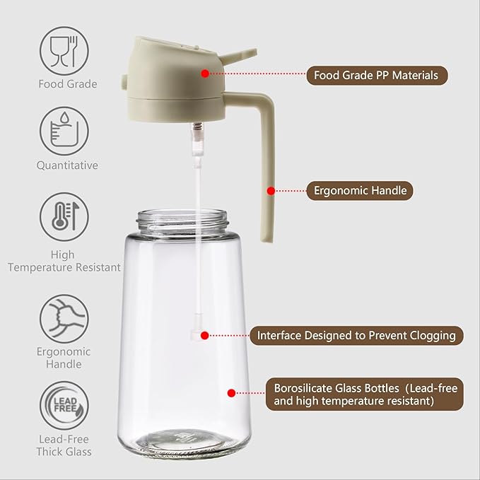 SWEET VIEW 2PCS Oil Sprayer for Cooking, 16oz/470ml Glass Oil Dispenser/Pour - Image 5