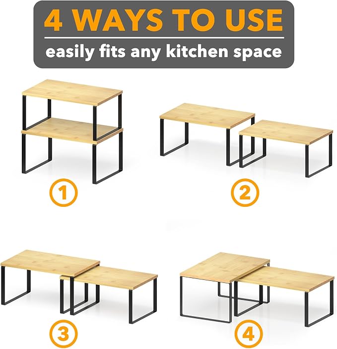 SpaceAid Cabinet Shelf Organizers 2 Pack, Kitchen Counter Rack Shelves Riser - Image 6
