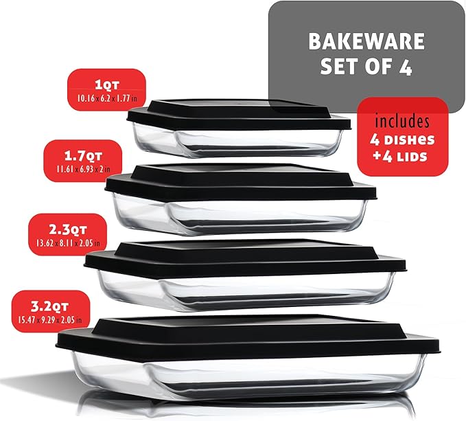 EATEX 8-Piece Deep Glass Casserole Dishes - Image 9