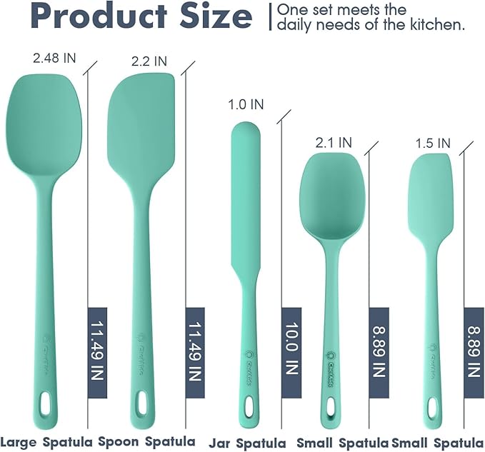 ChefAide 5 Pieces Silicone Spatula Set, Food Grade Rubber Spatula, Upgrade - Image 2