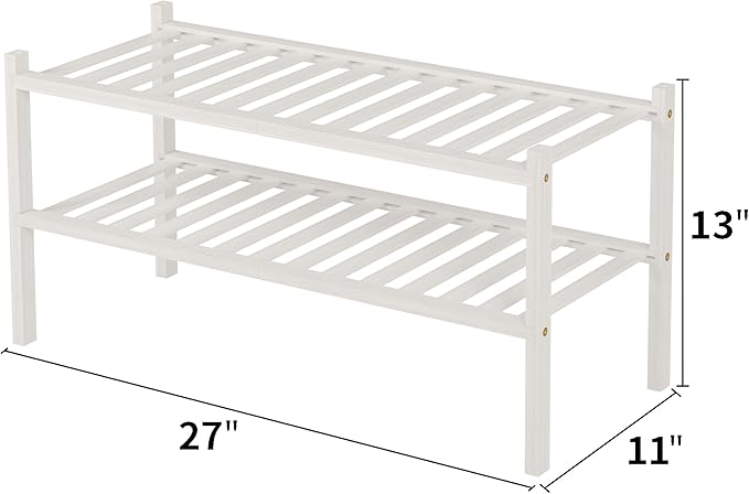 ROMGUAR CRAFT 2 Tier Bamboo Shoe Rack - Image 3