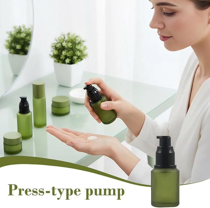1PCS 60ML/2OZ Empty Refillable Green Frosted Glass Bottles - Image 5