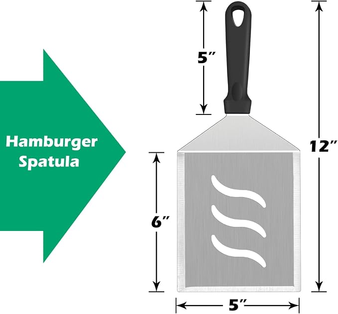 Metal Spatula Set of 2, HaSteeL Large 12x5In Stainless Steel Griddle Spatula - Image 2