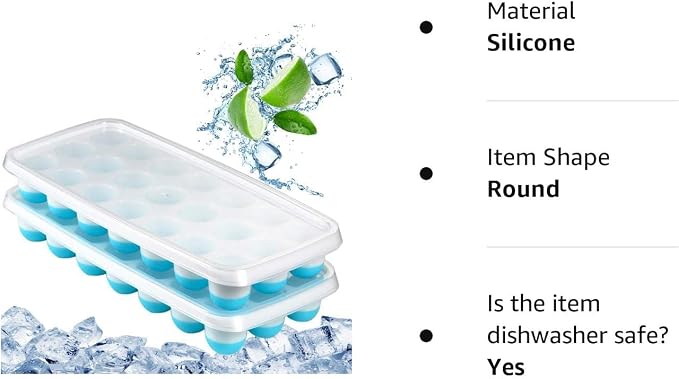 Ice Cube Trays Easy Release-Odor free, Spill Resistant Lid Included, 2 Pack - Image 8