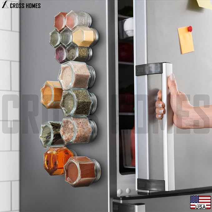 20 Pack Magnetic Spice Jars Large 4 oz Refrigerator Hexagon Glass Spice Jars - Image 5