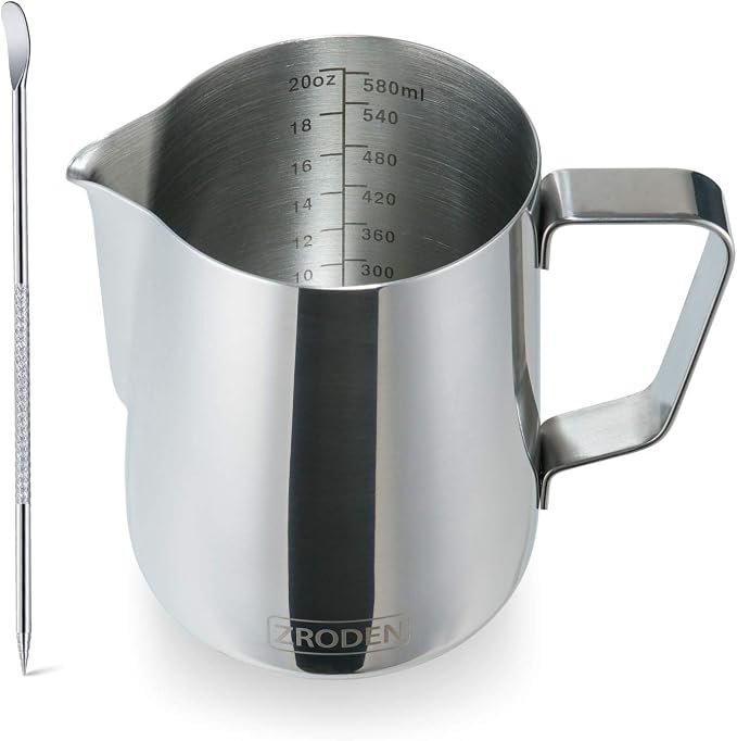 Milk Frothing Pitcher, Thicker Version 20oz Espresso Steaming Pitchers by Zroden