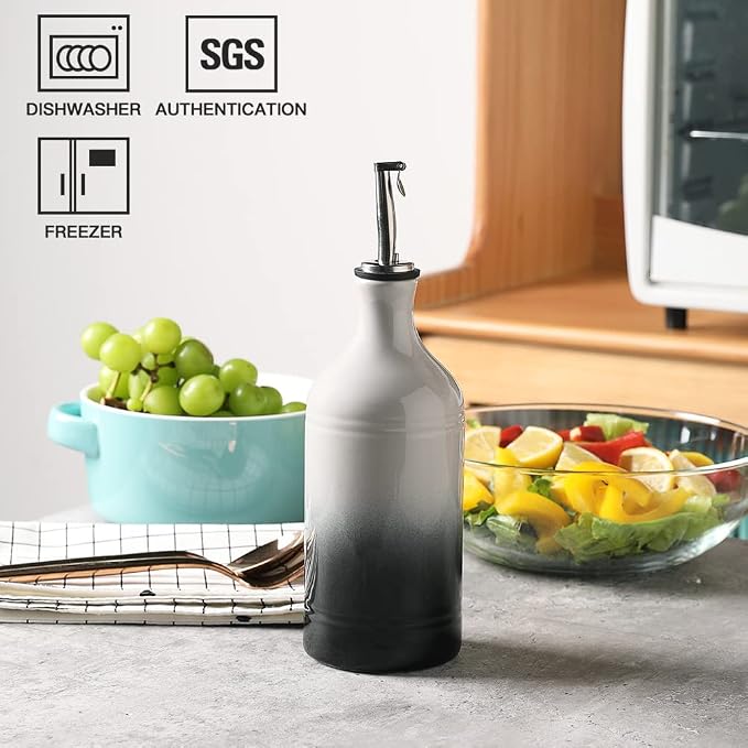 Sweejar Ceramic Olive Oil Dispenser Bottle, Opaque Oil Cruet Protects to Reduce - Image 2