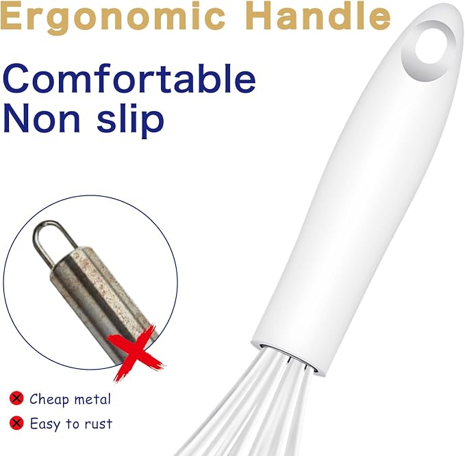 OYV White Silicone Whisk, Sealed Waterproof Design Set of 3, Professional - Image 5