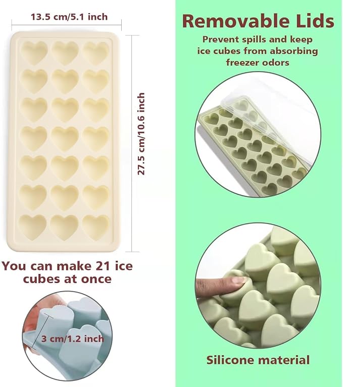 Heart Shape Ice Cube Tray, 21 Holes Silicone Ice Cube Mold - Image 2