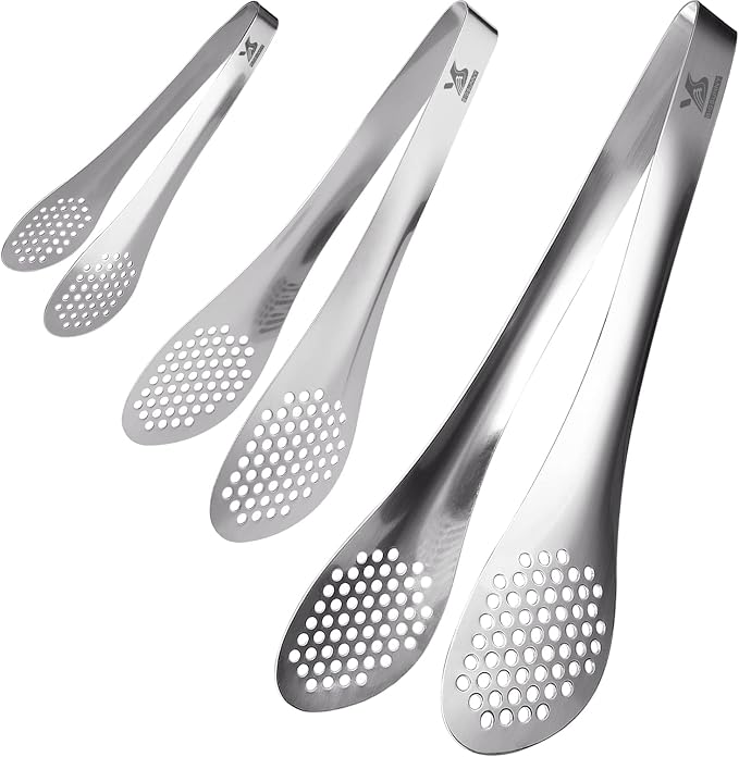 MSY BIGSUNNY Chef Kitchen Tongs Stainless Steel Food Serving Tongs Set Buffet by MSYBIGSUNNY