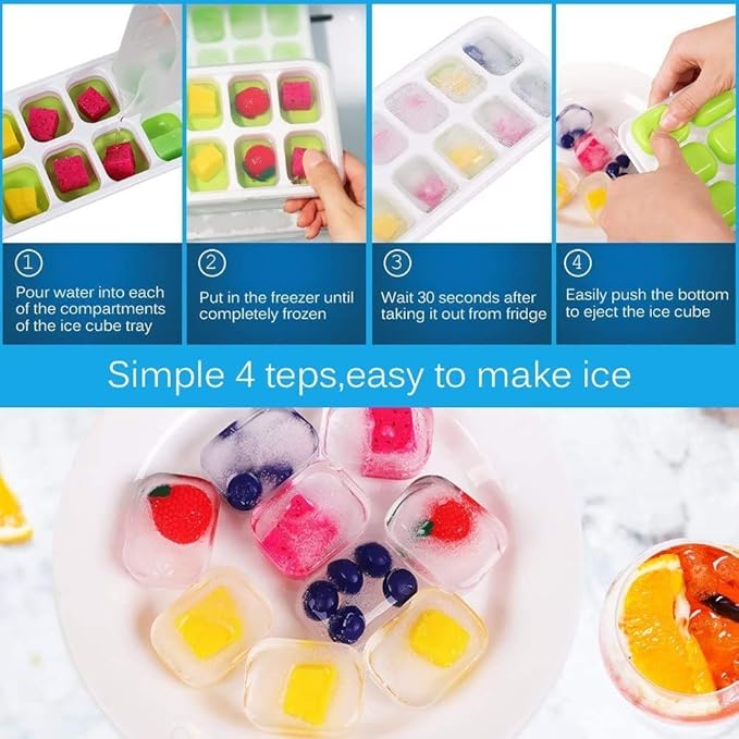 Ice Cube Trays 3 Pack, Silicone Easy-Release and Flexible 14-Ice Trays - Image 2
